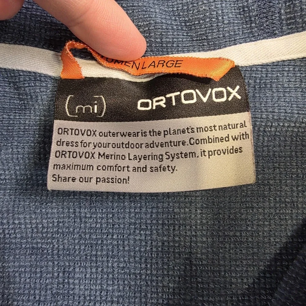 Ortovox Jacket Womens Large Blue Merino Fleece Hooded Full Zip Thumbholes - Picture 9 of 16